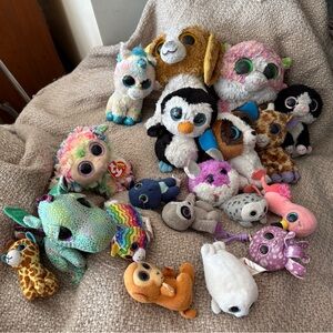 20!!!! Ty Multicolor Beanie Boos Plush Lot - Rainbow, Pink, Blue, Green & Brown